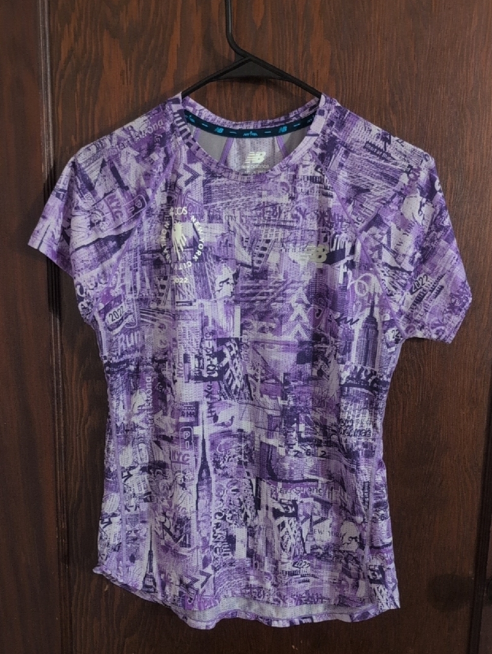 New Balance Purple Graphic Short Sleeve Tee New york Marathon 2022